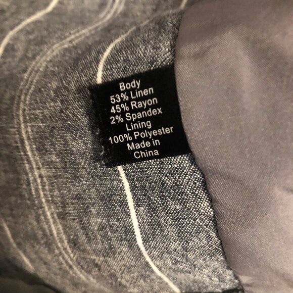 Lane Bryant gray white striped linen blend cinched 3/4 sleeve blazer size 18 - Picture 5 of 6